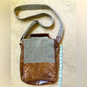 CARRAIG DONN Brown Leather & Canvas Crossbody Purse Shoulder Bag
